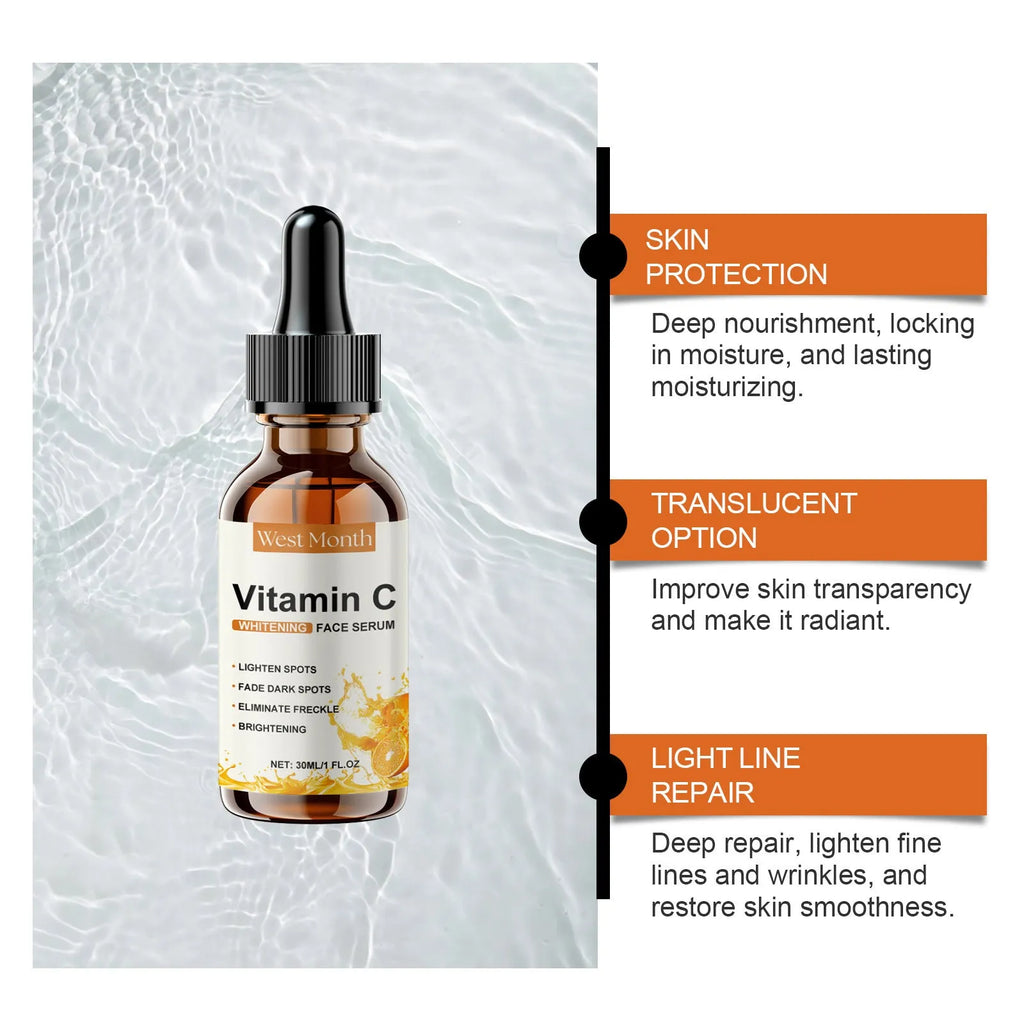 Moisturizing hydrating brightening skin essence 30ml with hyaluronic acid and vitamin C in a small bottle