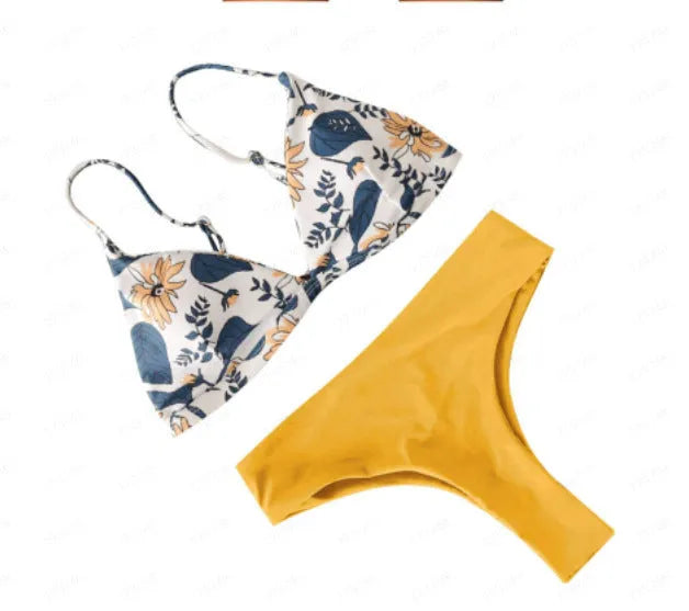 Women's gradient print bikini set, polyester nylon, sizes S to 2XL, colours A B C, sleeveless briefs swimwear