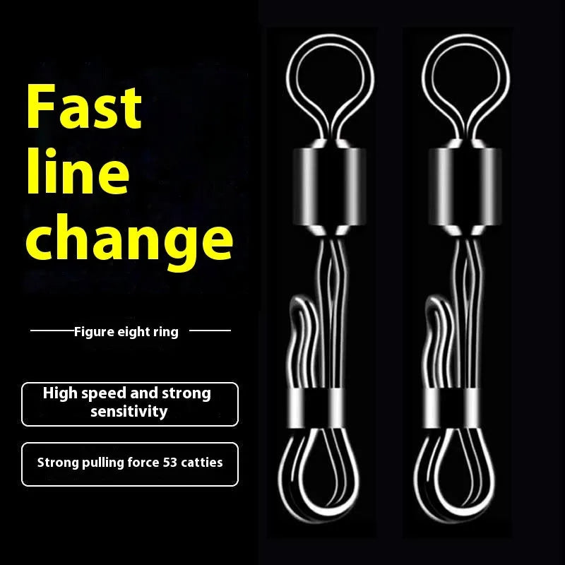 Brass quick change fishing barrel swivel with quick release 8-word ring for fast line changing