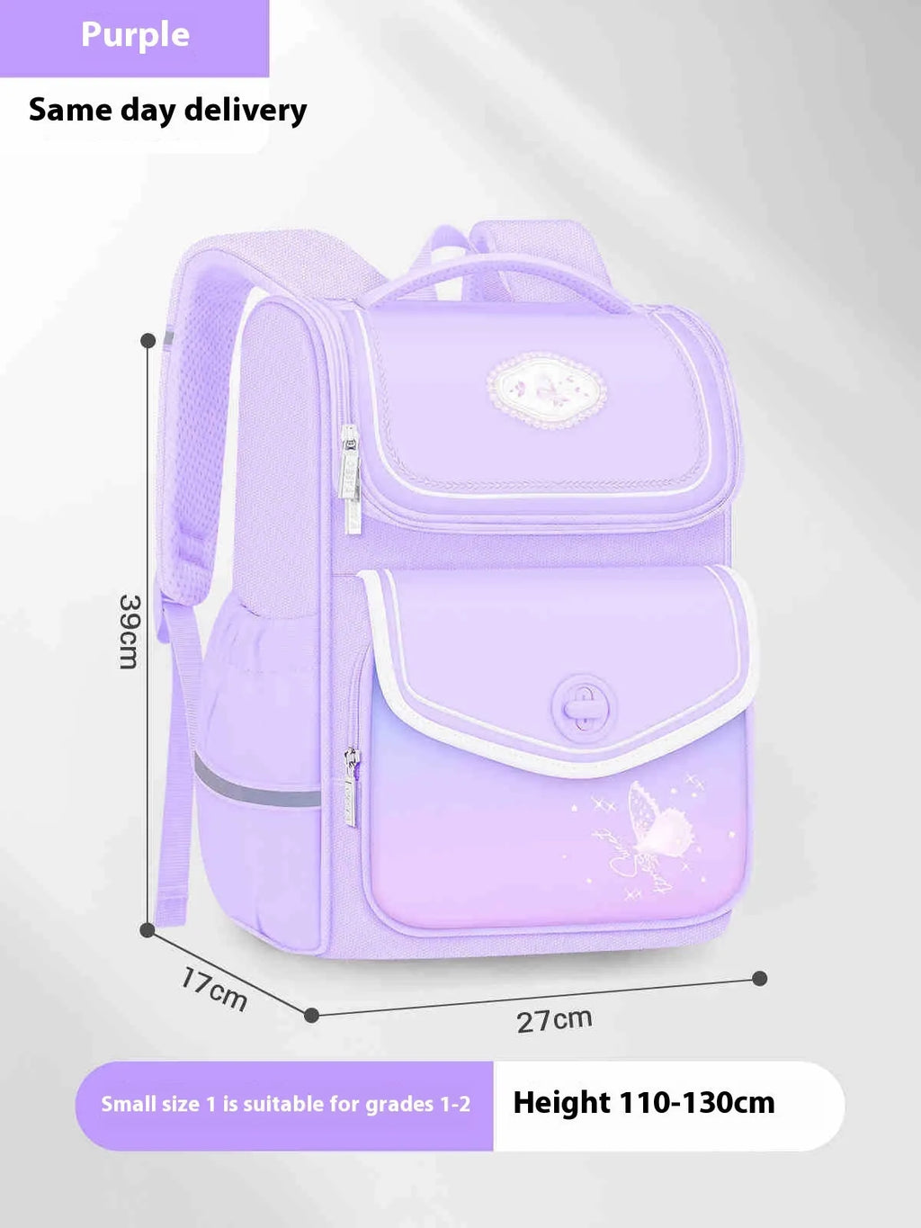 Waterproof Oxford cloth girls schoolbag in pink colour with large capacity for primary school years one to six