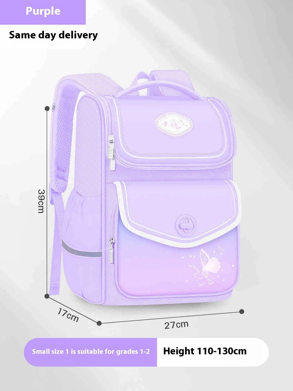 Waterproof Oxford cloth girls schoolbag in pink colour with large capacity for primary school years one to six