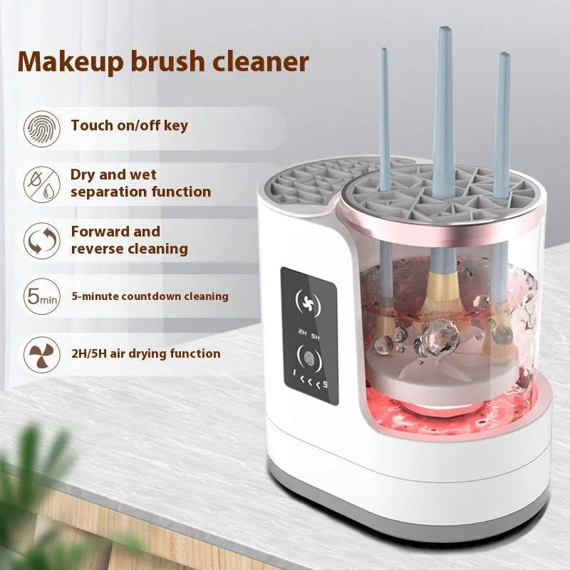 HZ-008 automatic electric makeup brush cleaning and drying station with silicone bowl.