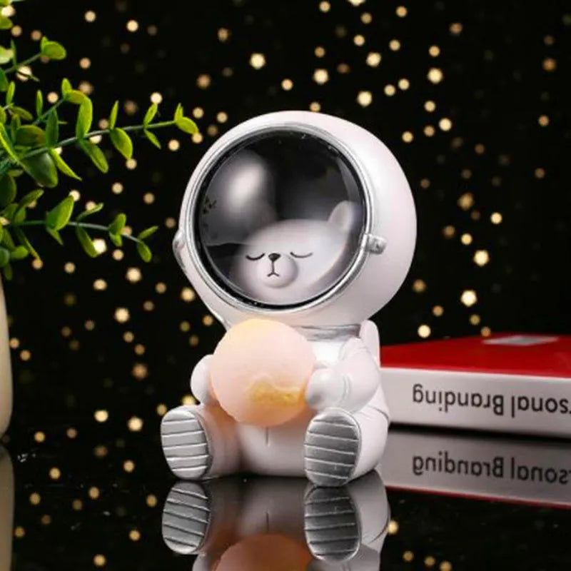 Starry sky animal atmosphere night light with resin animal sculpture and LED illumination