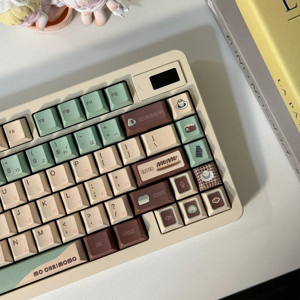 Matcha green mechanical keyboard key caps with cross-shaped satellite shaft design