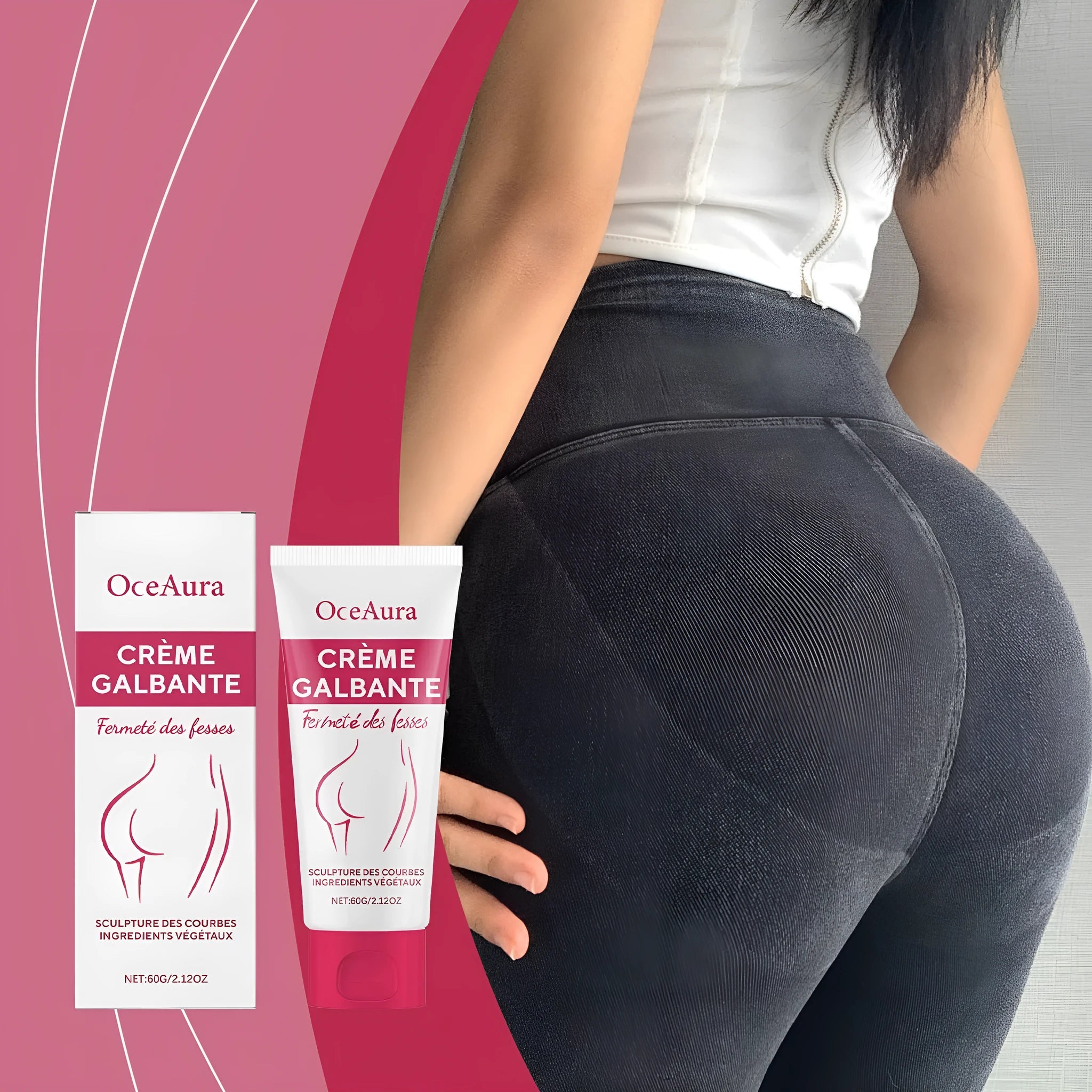 Jar of hip and neck moisturising cream with botanical extracts, 60g capacity.