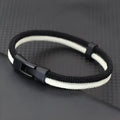 Handwoven Milan rope alloy hand strap in black or white colour with textured surface