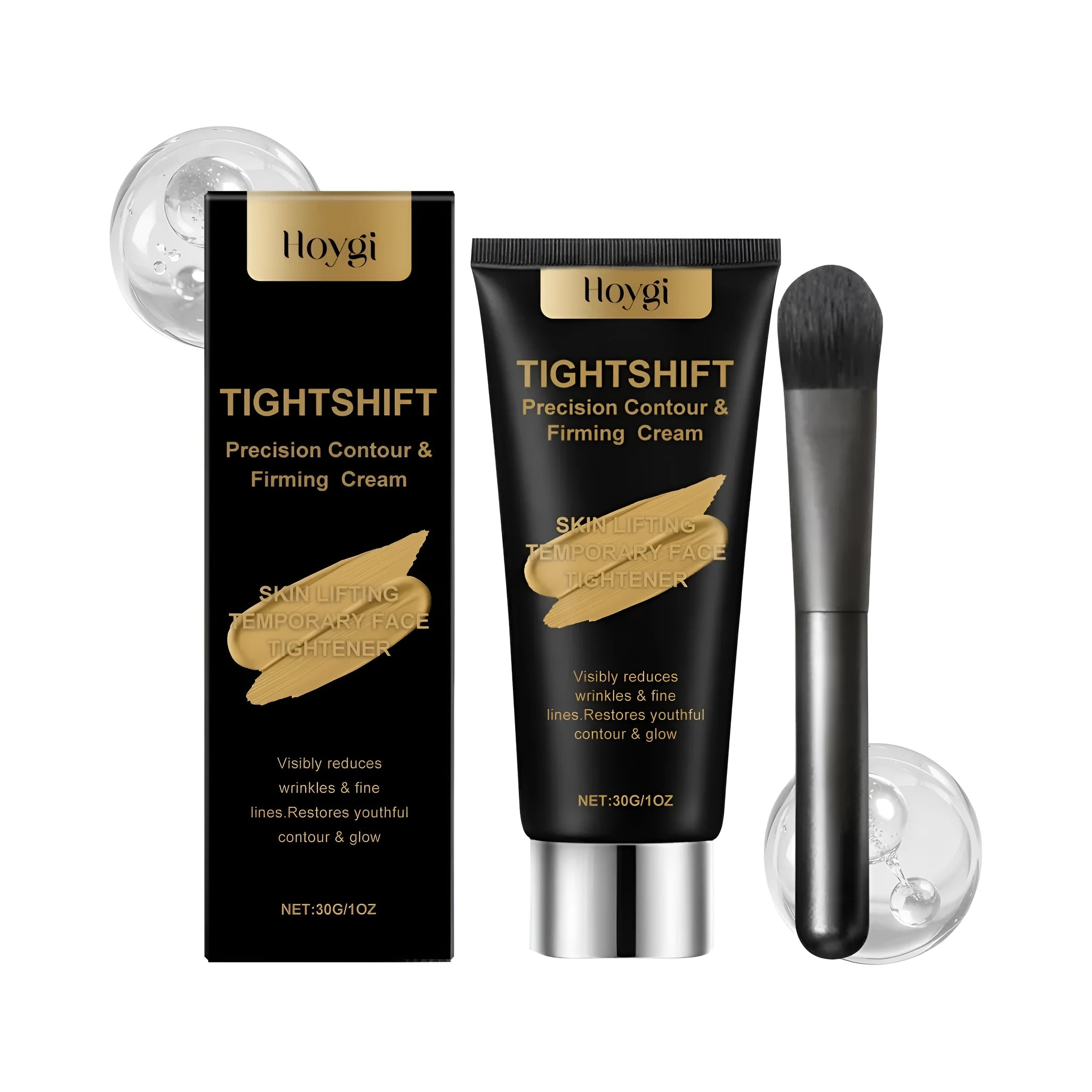 30g jar of light-textured moisturising and firming cream with brush applicator