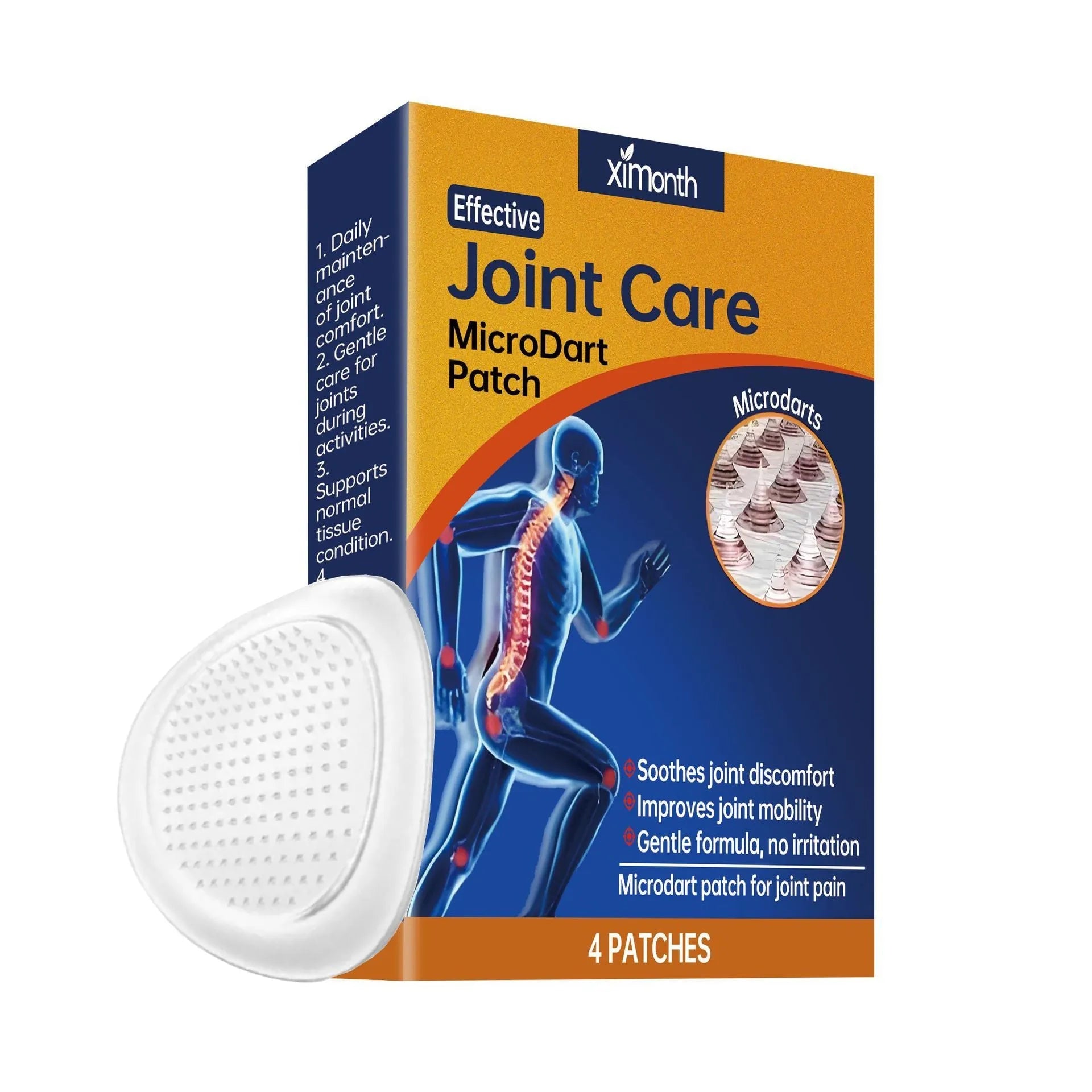 Box of four joint nursing adhesive bandage patches with moxa, ginger, and bee venom ingredients.