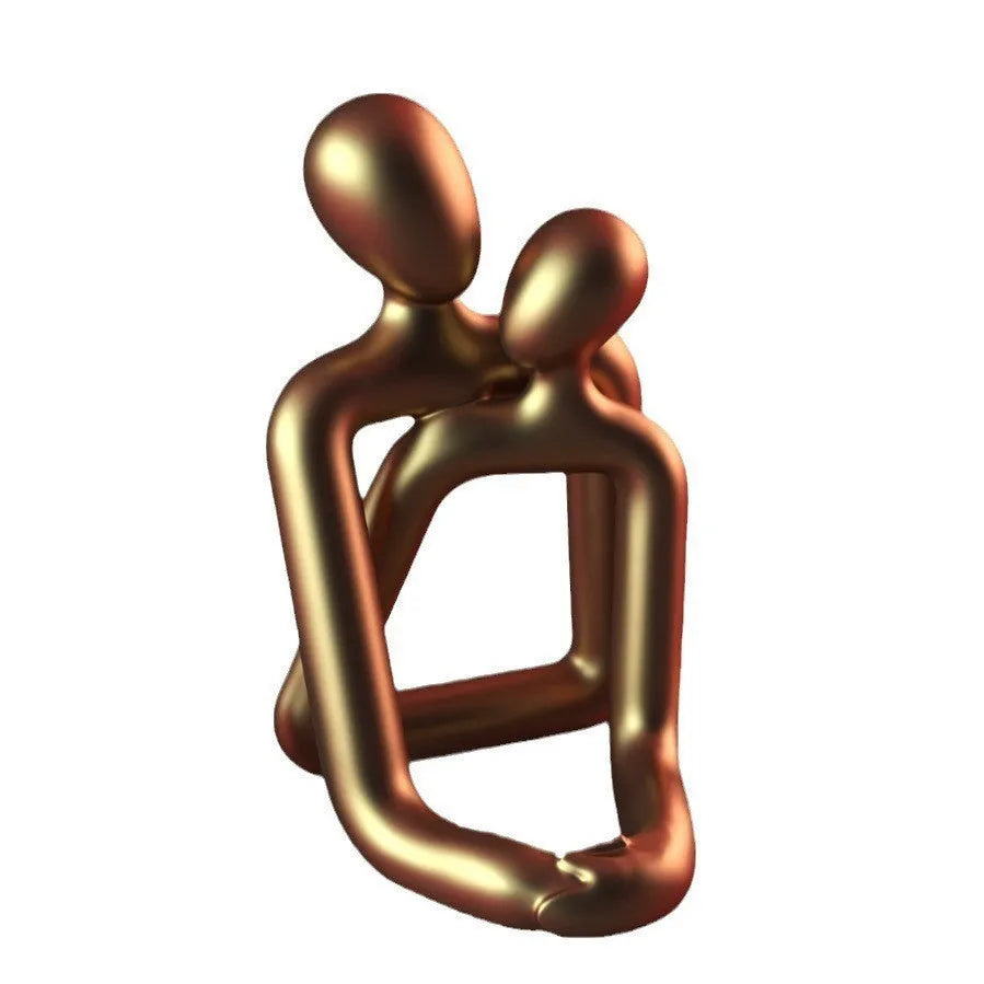 Modern simple style resin couple statue in milky white or gold finish for bookshelf decor