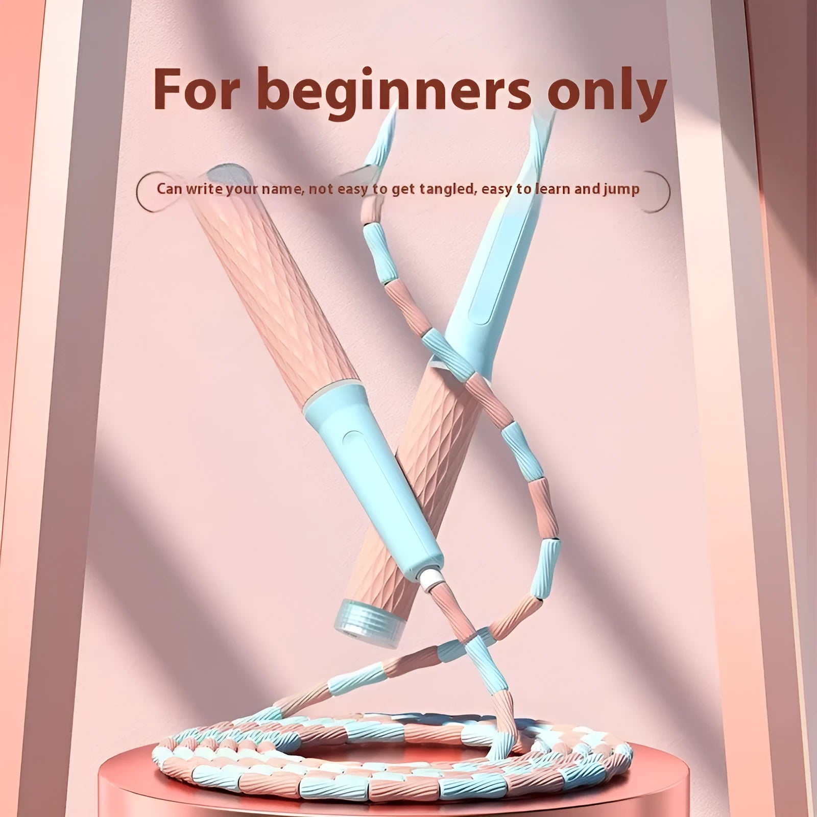 Children's bamboo bead skipping rope in blue, green, pink, or purple on a 2.8m cord.