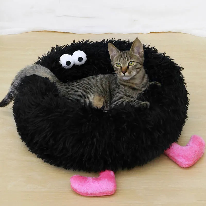 Plush pet nest for Shiba Inu puppies in black, pink, or yellow colours with thick warm material.