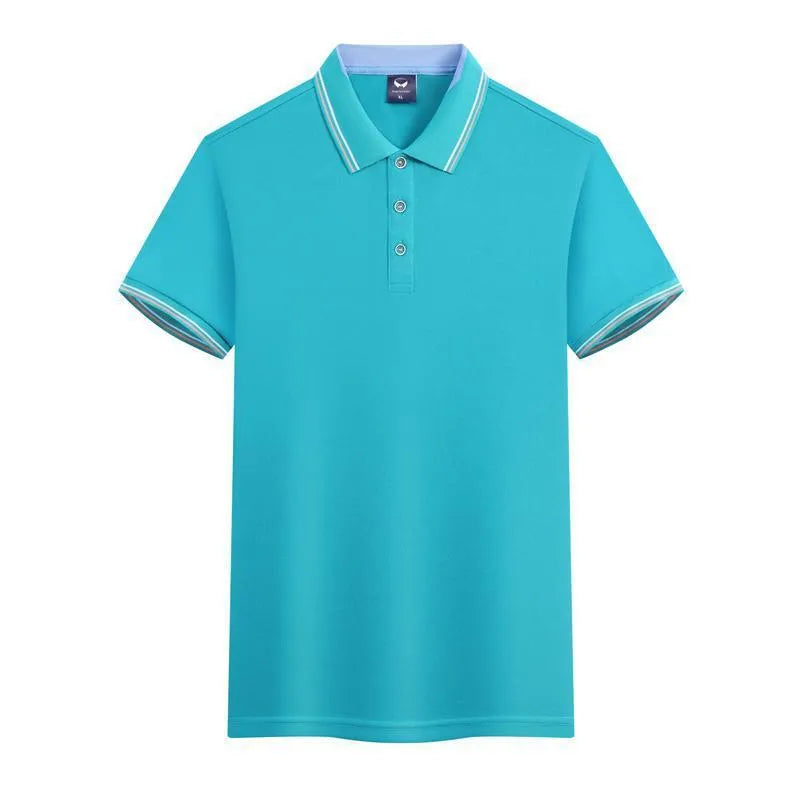 Men's slim fit ice silk quick-dry polo shirt in royal blue colour with short sleeves for workwear